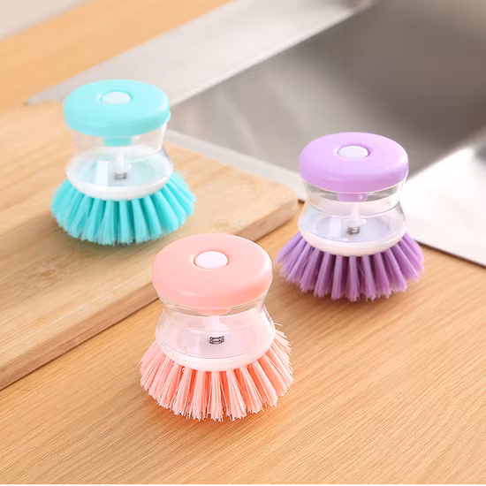 Multifunctional Kitchen Cleaning Tool Dish Pot Liquid Soap Dispenser Plastic Cleaning Brush