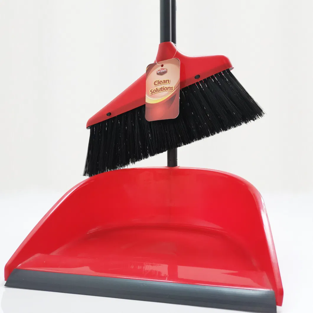 Quick Easy Upright Broom and Dustpan Set Sturdy Long Handled Broom Dustpan Combo Durable Kitchen, Lobby or Office Broom and Dust Pan Brush Perfect